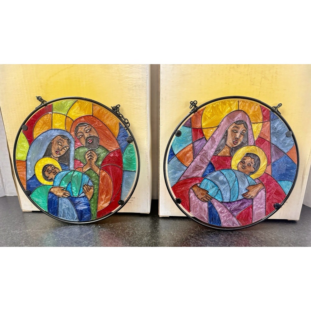 Sandy USA Radiance Nativity Suncatcher Pair Christmas 2005 Original Boxes